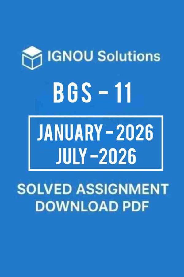 BGS 011 Solved Assignment 2026 IN ENGLISH